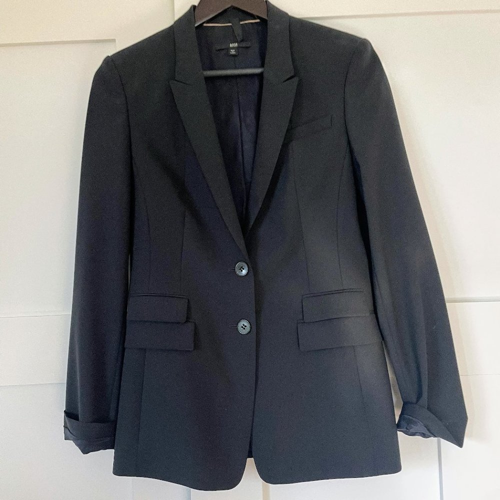 Boss Hugo Boss Women's Black Blazer Size 6 Tapered Professional Suit